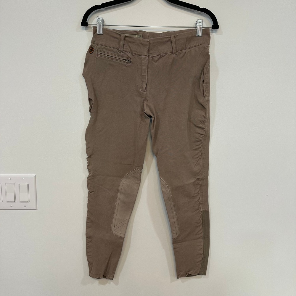 Ariat Womens Riding Pants Small Cotton Tan Neutral Equestrian Knee Pad Outdoor